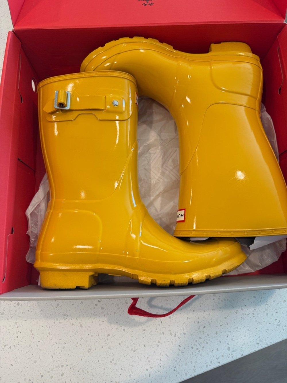 Hunter Gloss Yellow Tall Waterproof Rain Boots - Picture 7 of 7